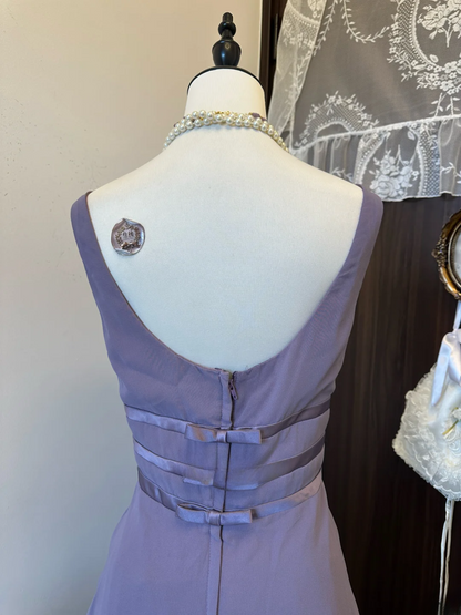 Pretty A Line Square Purple Satin Long Prom Dress,Evening Dress GG5152