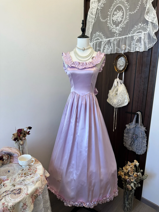 French Princess A Line Off The Shoulder Lilac Satin Long Prom Dress,Evening Dress GG5154