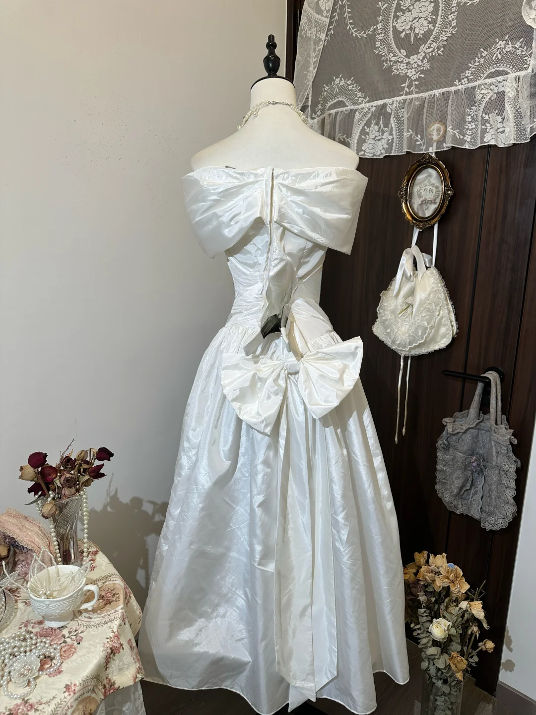 Vintage Princess A Line Off The Shoulder Satin Long Prom Dress,Evening Dress GG5156