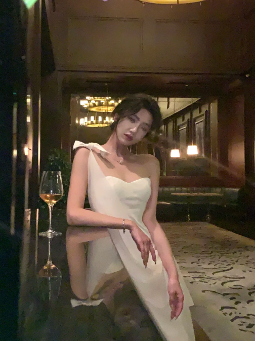 Chic Mermaid One Shoulder Satin Chiffon Long Prom Dress,Evening Dress GG5158