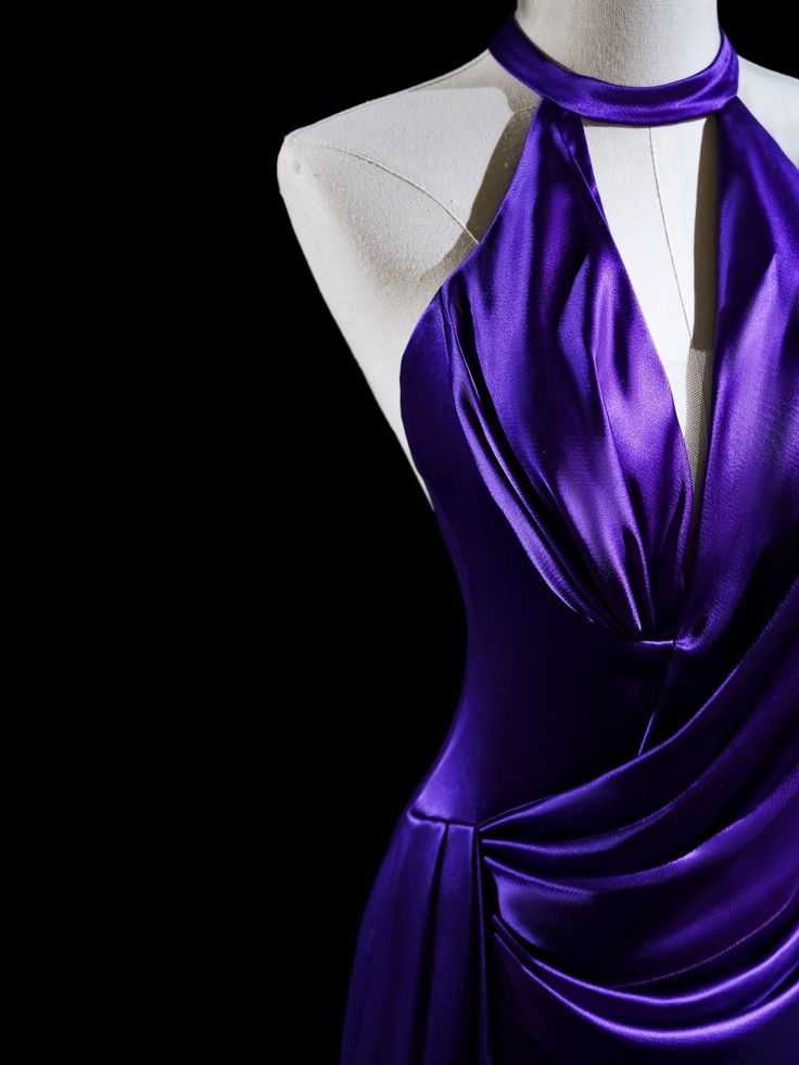 Purple Mermaid Halter Satin Long Prom Dress,Evening Dress GG5160