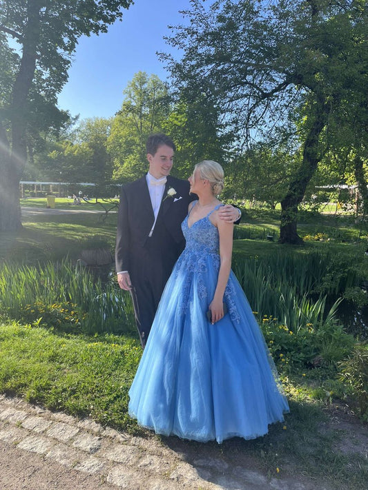 Pretty A Line Spaghetti Straps Tulle Lace Long Prom Dress,Evening Dress GG5166