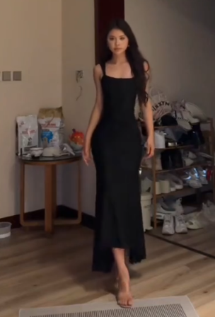 Sexy Mermaid Square Black Satin Long Prom Dress,Evening Dress GG5176