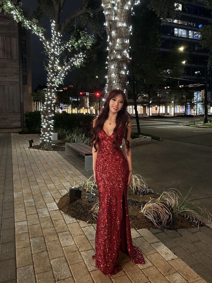 Burgundy Mermaid Spaghetti Straps Sequin Slit Long Prom Dress,Evening Dress GG5184