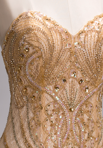 Shiny Mermaid Strapless Sweetheart Sequined Crystals Tulle Long Prom Dress ,Evening Dress GG518