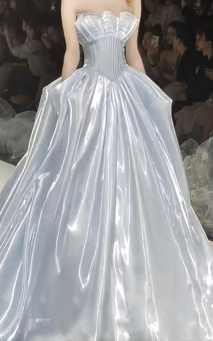 Pretty A Line Strapless Satin Long Prom Dress,Evening Dress GG5205