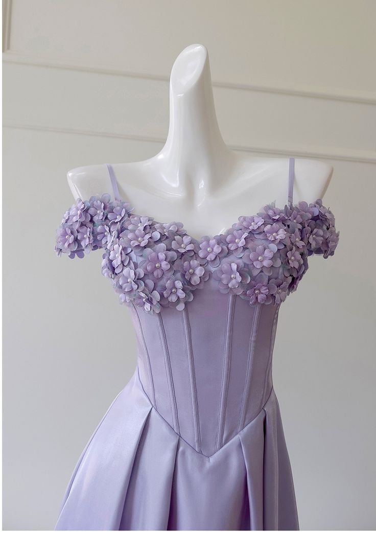 Pretty Lilac A Line Spaghetti Straps Satin Applique Long Prom Dress,Evening Dress GG5211