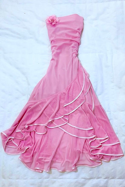 Cute A Line Strapless Chiffon Long Prom Dress,Evening Dress GG5218