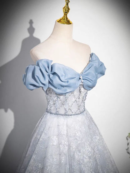 Fairy A Line Off The Shoulder Lace Sequin Long Prom Dress ,Evening Dress GG522