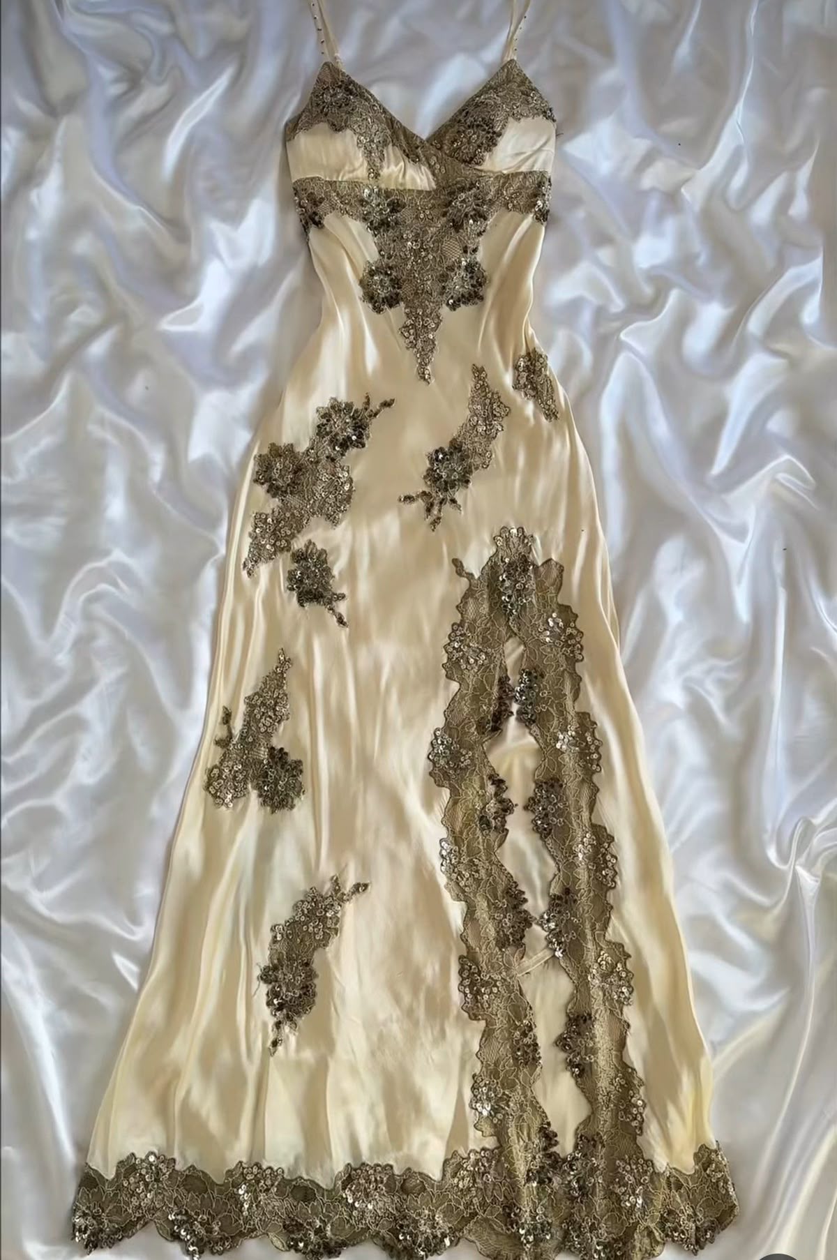 Charming Mermaid Spaghetti Straps Satin Lace Slit Long Prom Dress,Evening Dress GG5221