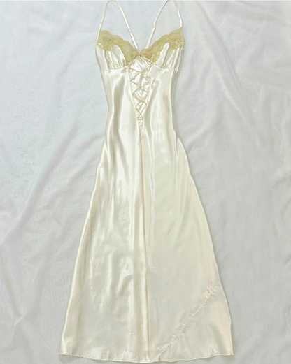 Simple Sheath A Line Spaghetti Straps Satin Lace Long Prom Dress,Evening Dress GG5222