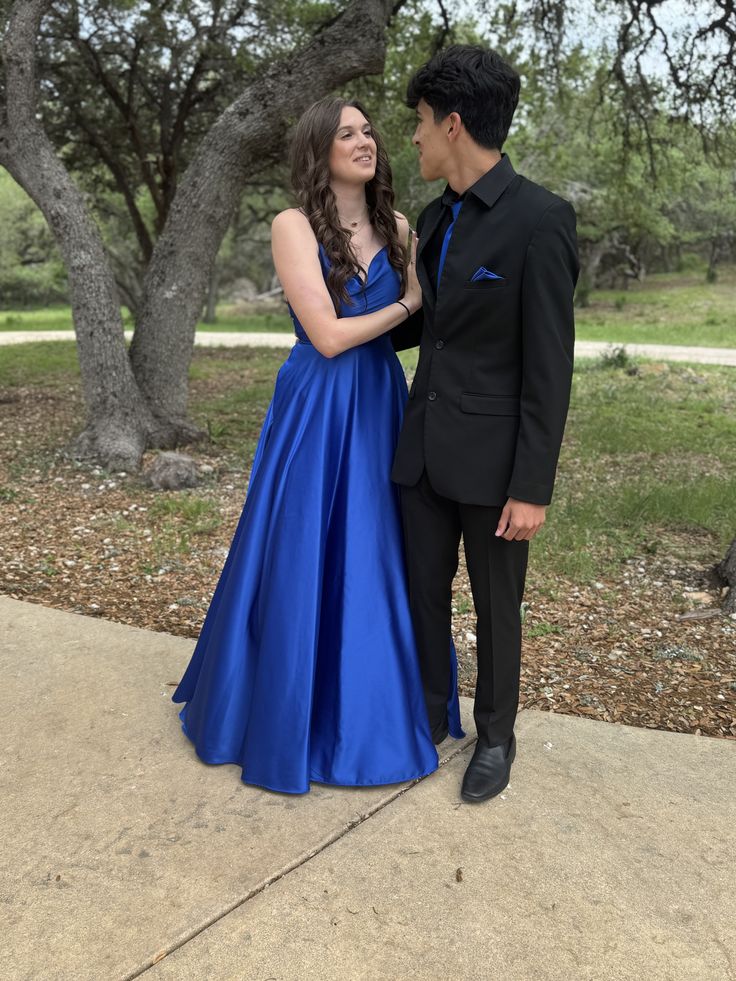 Royal Blue A Line Spaghetti Straps Satin Long Prom Dress,Evening Dress GG5224