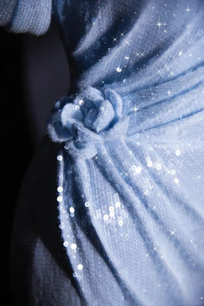 Gorgeous Sparkly Mermaid Off The Shoulder Sequin Flowers Long Prom Dress,Evening Dress GG5243