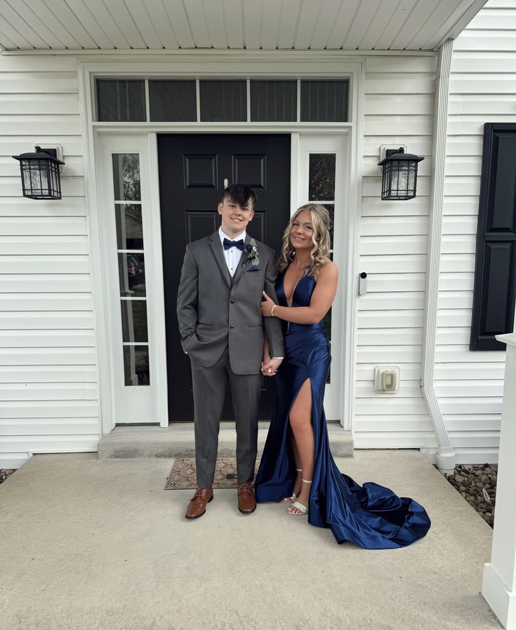 Sexy Deep V Neck Mermaid Navy Blue Satin Slit Long Prom Dress,Evening Dress GG5249