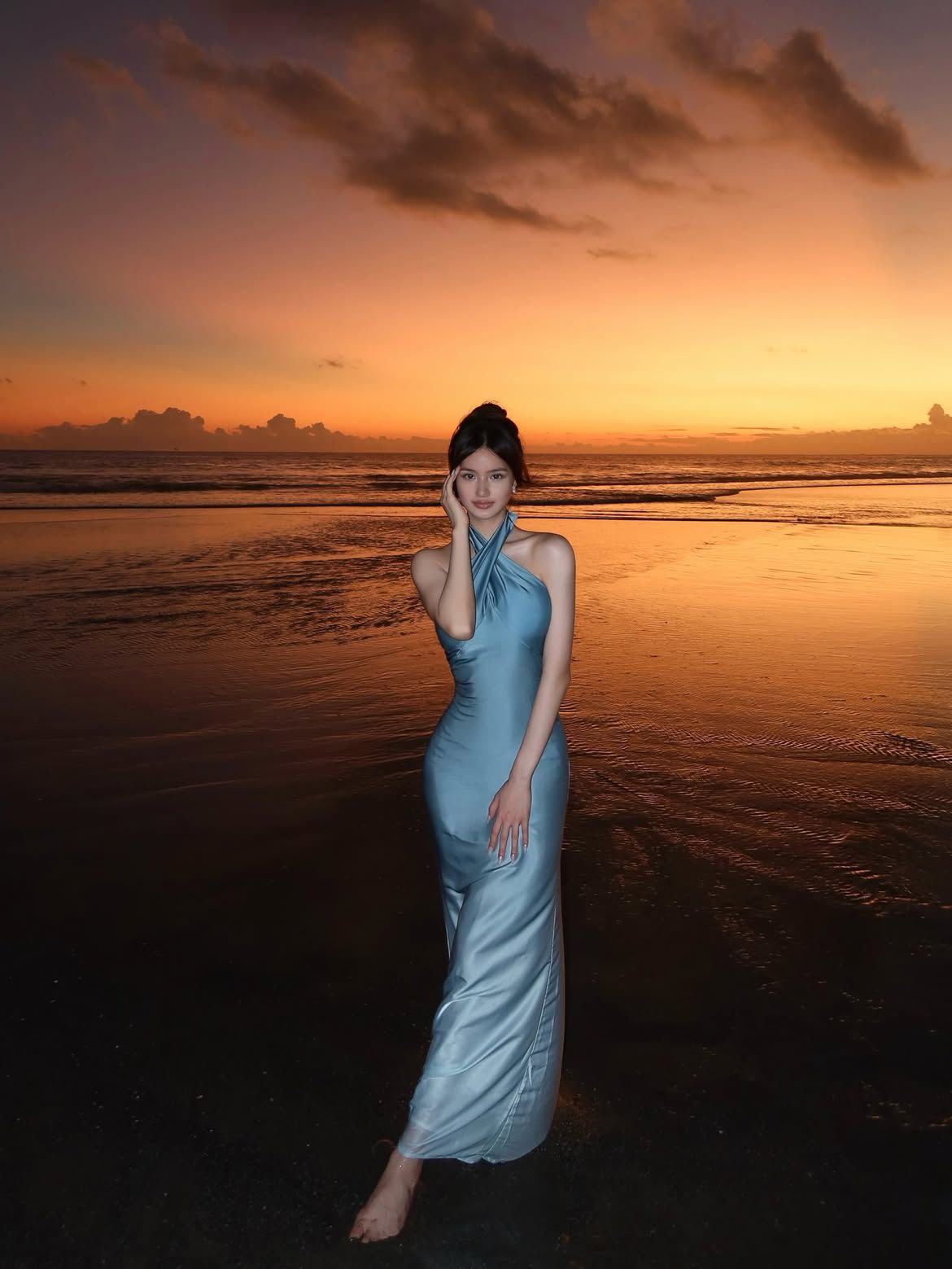 Elegant Mermaid Halter Satin Long Prom Dress,Evening Dress GG5265