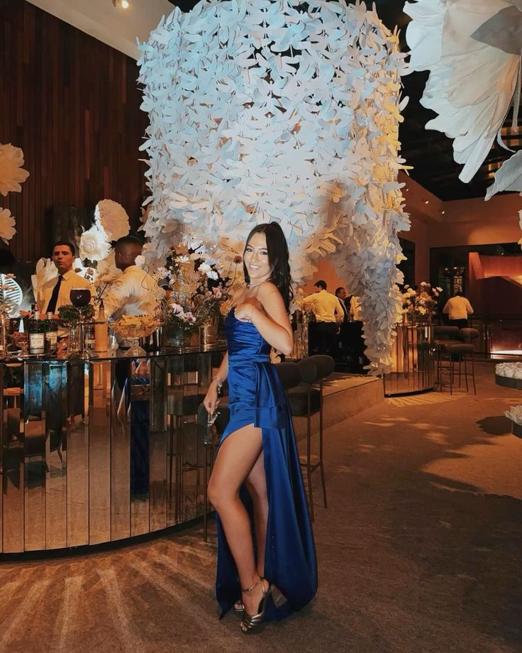 Pretty A Line Strapless Satin Slit Long Prom Dress,Evening Dress GG5268