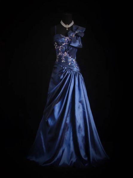 Classy Mermaid Navy Spaghetti Straps Satin Beaded Without Sleeves Long Prom Dress,Evening Dress GG5287