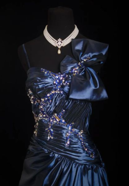 Classy Mermaid Navy Spaghetti Straps Satin Beaded Without Sleeves Long Prom Dress,Evening Dress GG5287