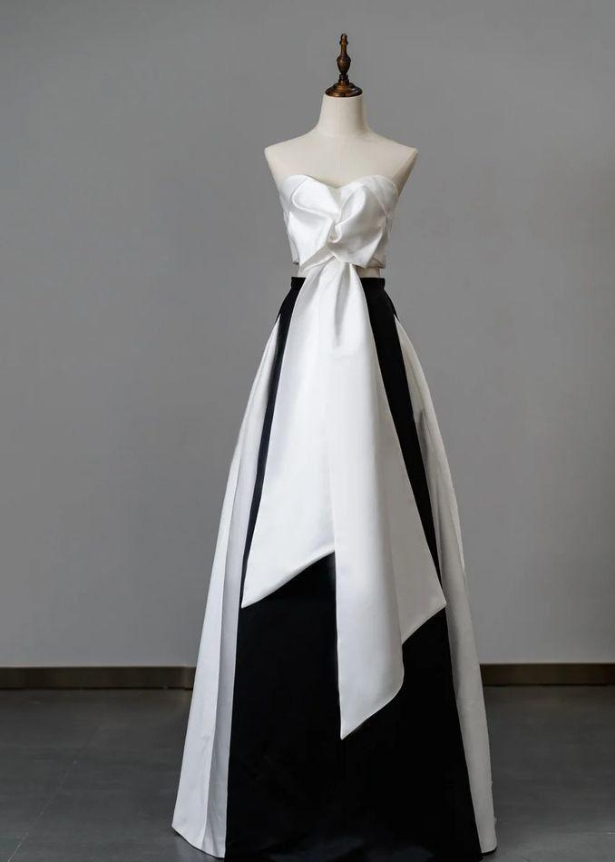 Chic A Line Strapless Satin Without Sleeves Long Prom Dress,Evening Dress GG5305