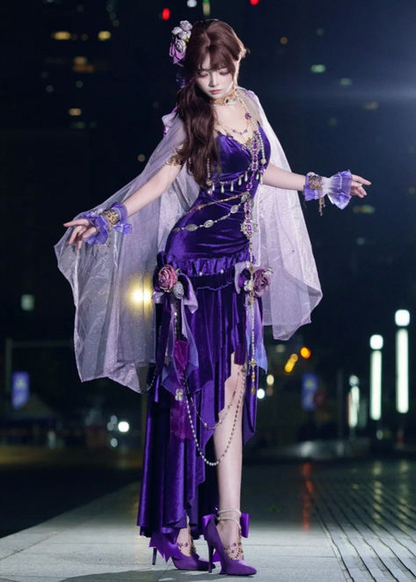 Gorgeous Mermaid Spaghetti Straps Velvet Beaded Without Shawl Long Prom Dress,Evening Dress GG5311