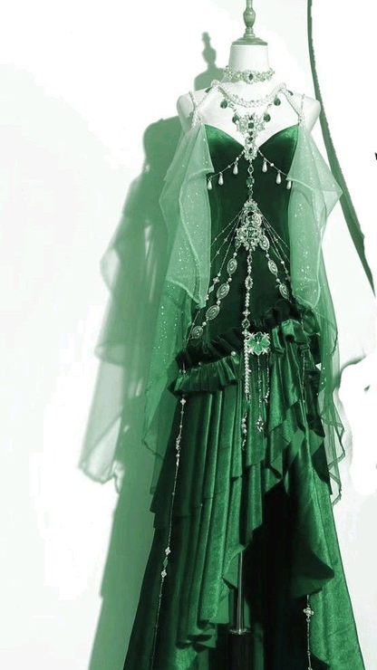 Gorgeous Mermaid Spaghetti Straps Velvet Beaded Without Shawl Long Prom Dress,Evening Dress GG5311