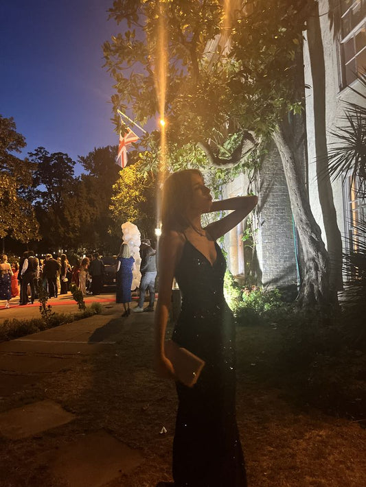 Chic Black Mermaid Spaghetti Straps Sequin Without Sleeves Long Prom Dress,Evening Dress GG5318