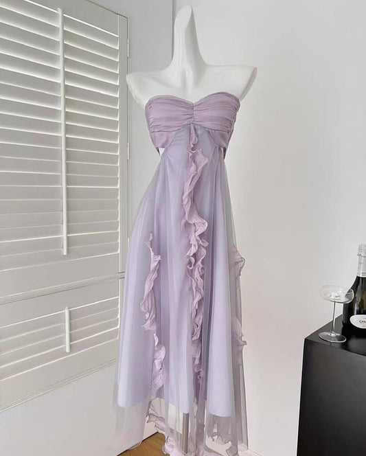 Elegant A Line Sweetheart Chiffon Tulle Ruffle Without Sleeves Long Prom Dress,Evening Dress GG5334