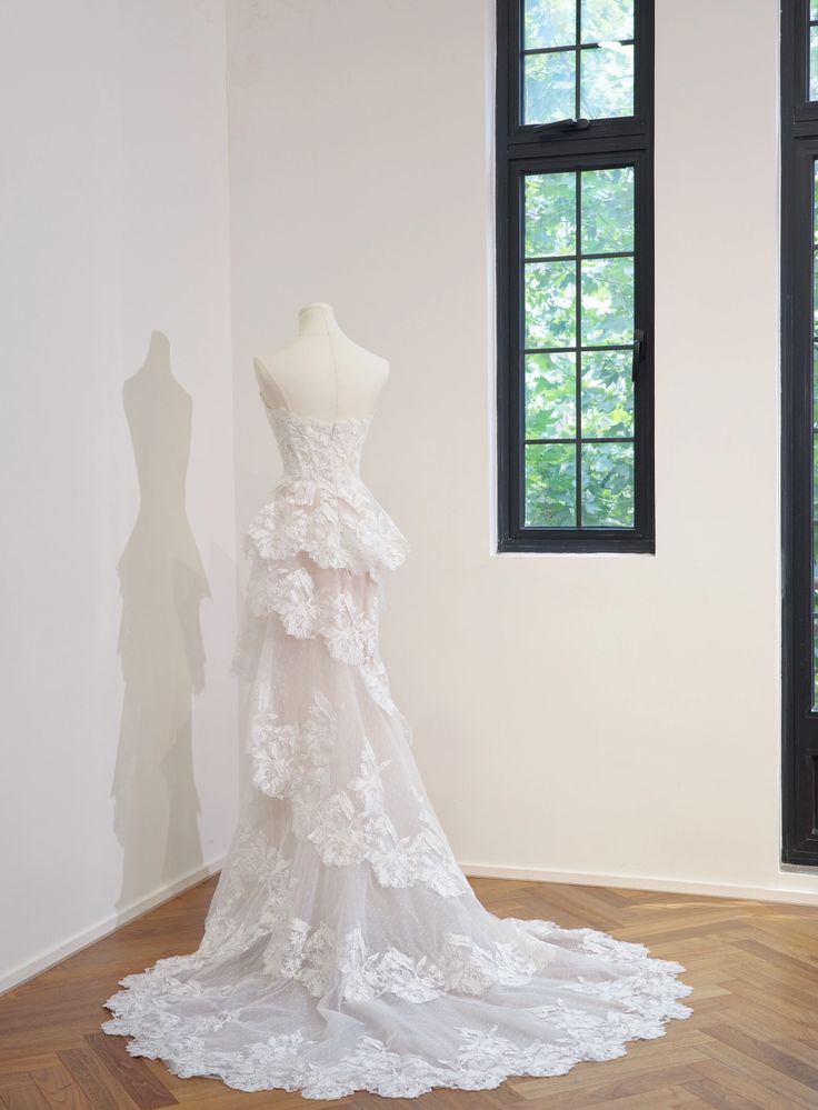 Pretty Mermaid Sweetheart Tiered Tulle Lace Without Sleeves Long Prom Dress,Evening Dress GG5347