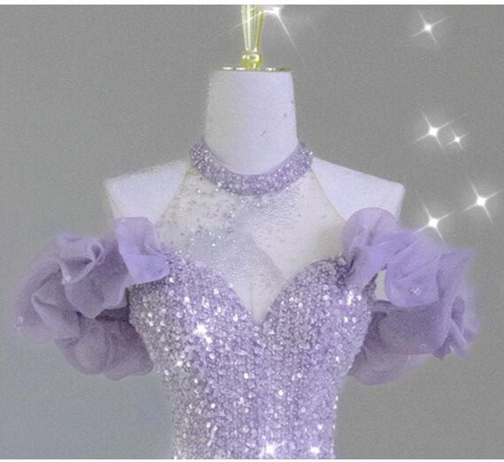 Shiny Lilac Mermaid Halter Sequin Without Sleeves Long Prom Dress,Evening Dress GG5352