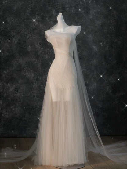 Fairy Mermaid Strapless Tulle With Scarf Without Sleeves Long Prom Dress,Evening Dress GG5358