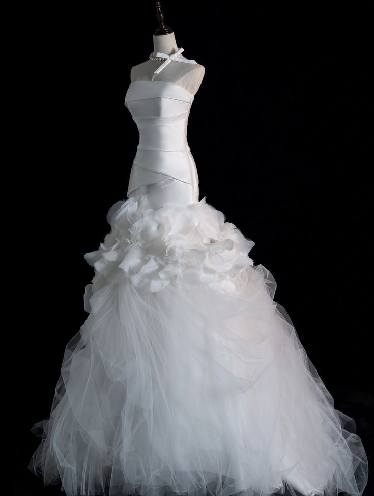 Dreamy Mermaid Strapless Satin Tulle Without Sleeves Long Prom Dress,Evening Dress GG5389