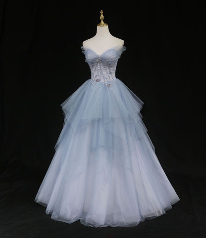 Obessed Ball Gown Strapless Tulle Sequin Without Sleeves Long Prom Dress,Evening Dress GG5413