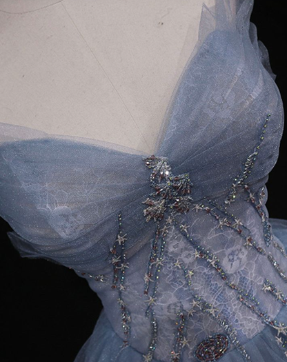 Obessed Ball Gown Strapless Tulle Sequin Without Sleeves Long Prom Dress,Evening Dress GG5413