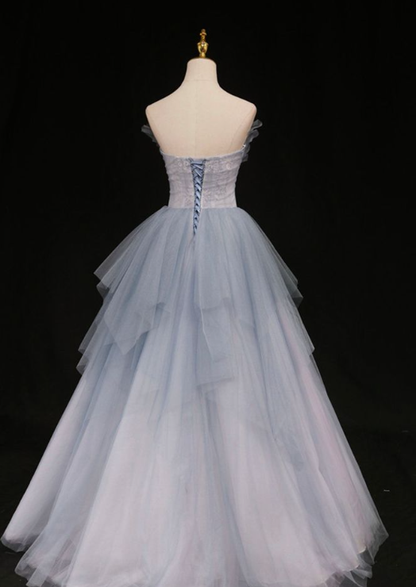 Obessed Ball Gown Strapless Tulle Sequin Without Sleeves Long Prom Dress,Evening Dress GG5413