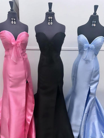 Elegant Mermaid Sweetheart Satin Slit Without Sleeves Long Prom Dress,Evening Dress GG5421