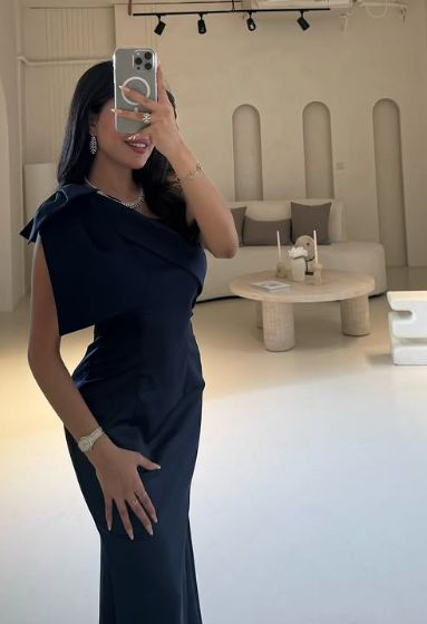 Navy Mermaid One Shoulder Satin Without Sleeves Long Prom Dress,Evening Dress GG5433