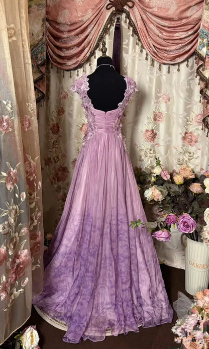 Unique A Line Sweetheart Chiffon Applique Without Sleeves Long Prom Dress,Evening Dress GG5435