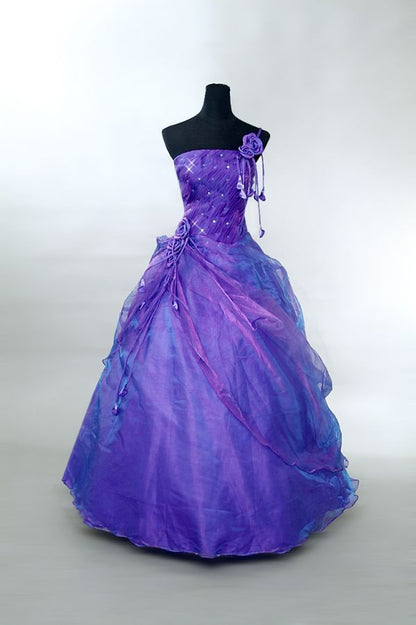 Unique Ball Gown Strapless Satin Beaded Without Sleeves Long Prom Dress,Evening Dress GG5453