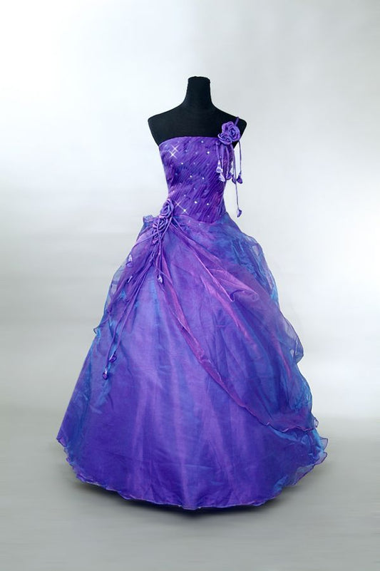 Unique Ball Gown Strapless Satin Beaded Without Sleeves Long Prom Dress,Evening Dress GG5453