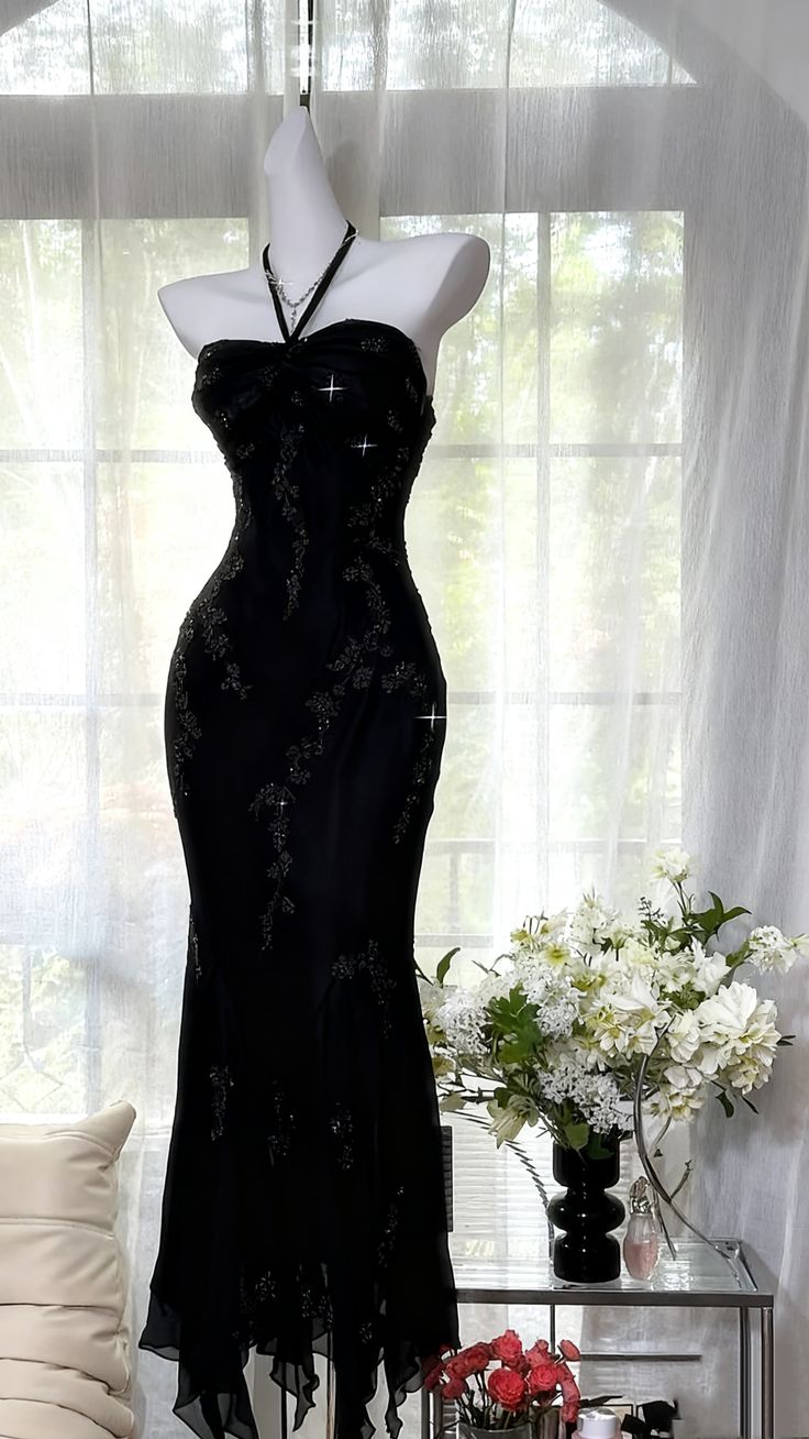 Chic Mermaid Halter Chiffon Beaded Without Sleeves Long Prom Dress,Evening Dress GG5455