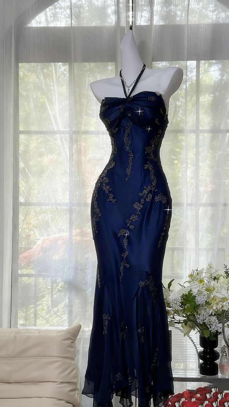 Chic Mermaid Halter Chiffon Beaded Without Sleeves Long Prom Dress,Evening Dress GG5455