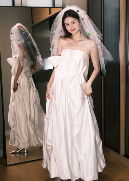 Chic Strapless Satin Without Sleeves Long Prom Dress,Evening Dress GG5468