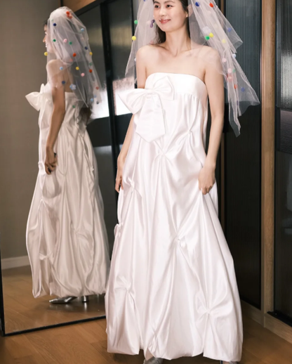 Chic Strapless Satin Without Sleeves Long Prom Dress,Evening Dress GG5468