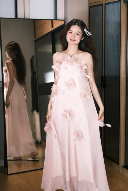 Sweet Halter Chiffon Applique Without Sleeves Long Prom Dress,Evening Dress GG5469