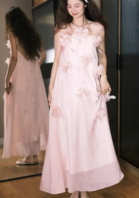 Sweet Halter Chiffon Applique Without Sleeves Long Prom Dress,Evening Dress GG5469