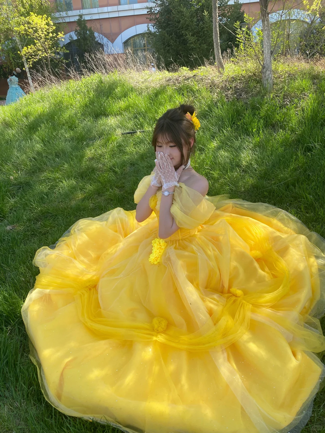Princess Yellow Ball Gown Off The Shoulder Tulle Without Sleeves Long Prom Dress,Evening Dress GG5477