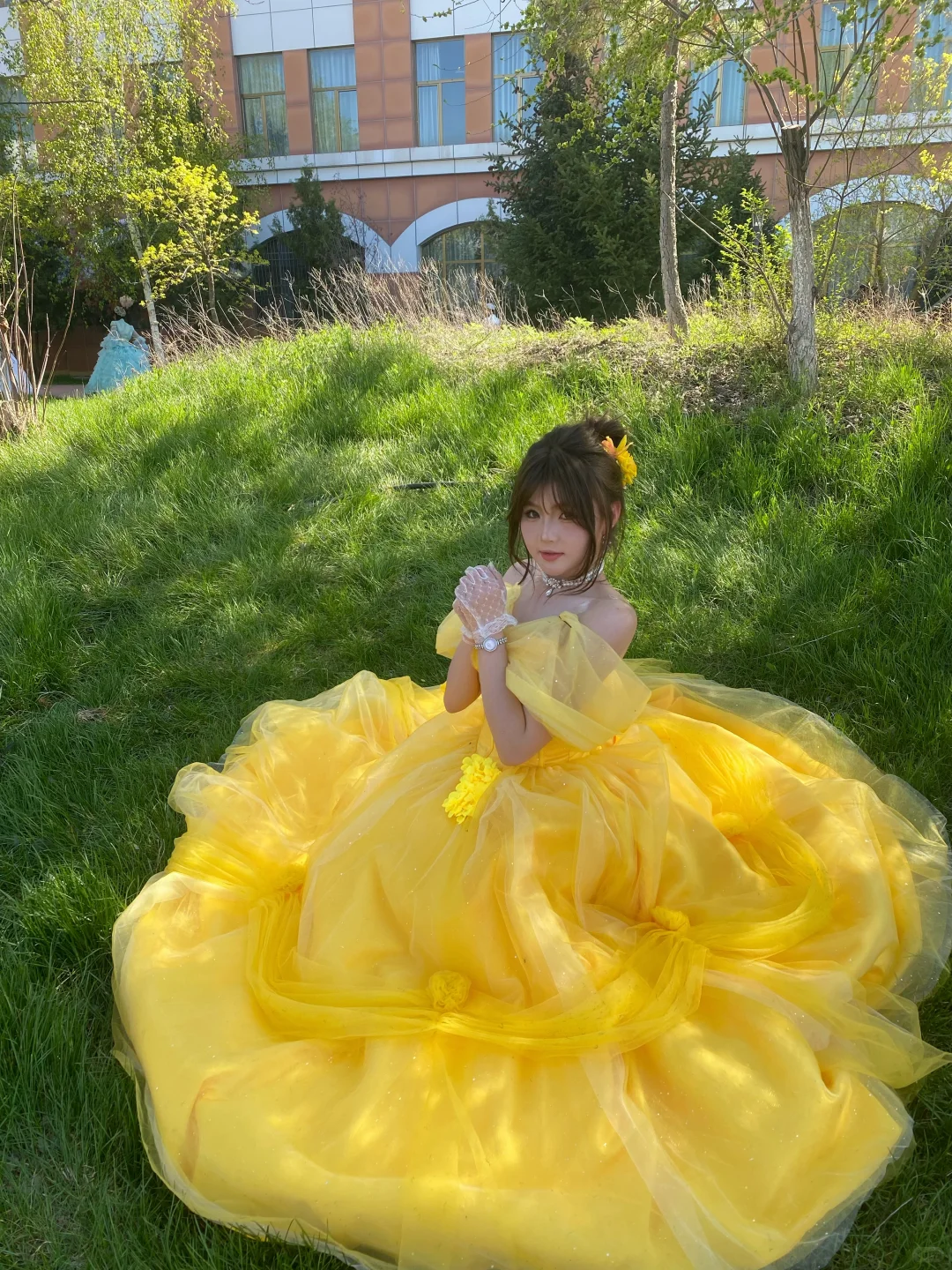 Princess Yellow Ball Gown Off The Shoulder Tulle Without Sleeves Long Prom Dress,Evening Dress GG5477