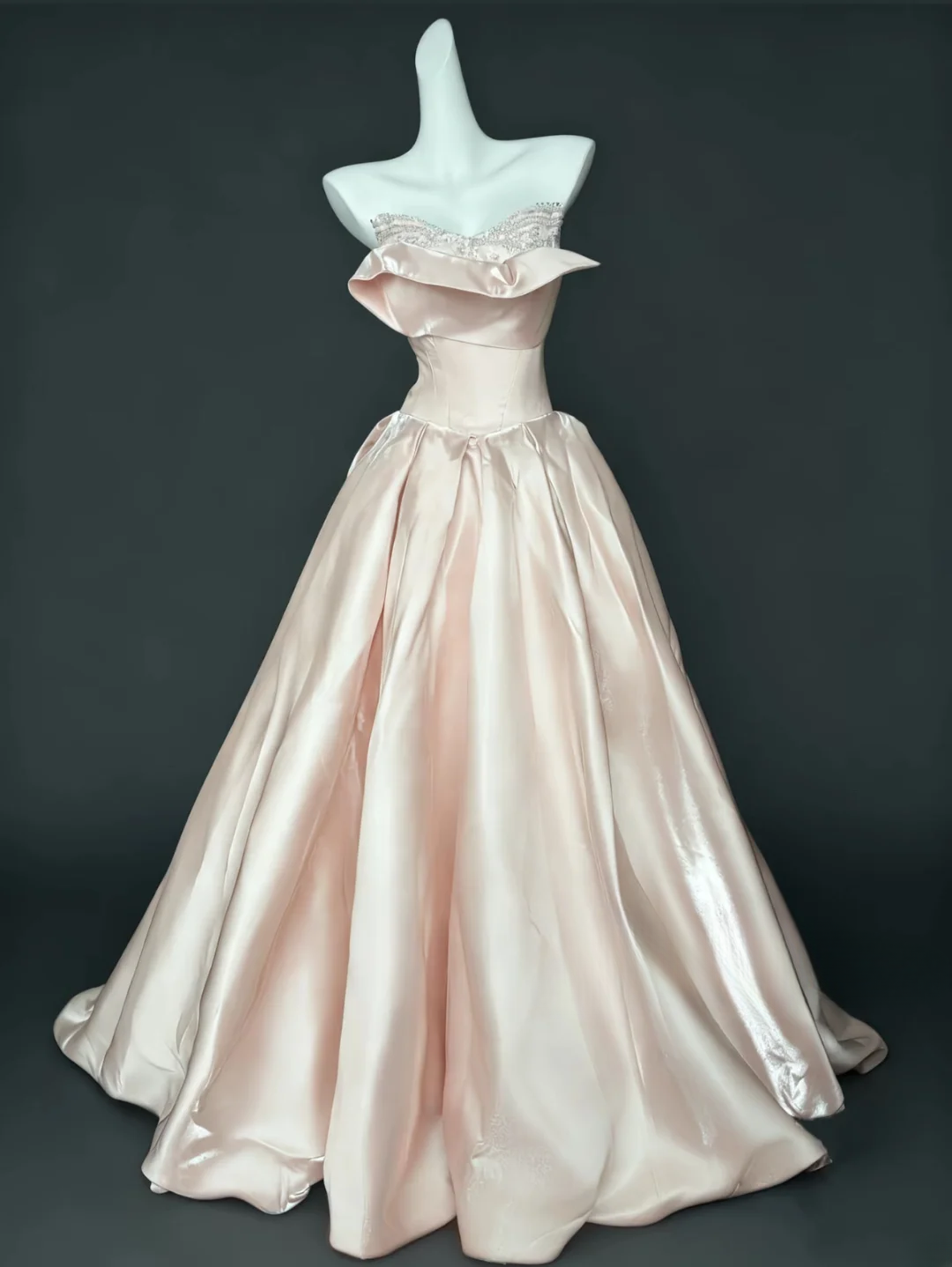 Pretty Ball Gown Strapless Satin Sequin Without Sleeves Long Prom Dress,Evening Dress GG5499