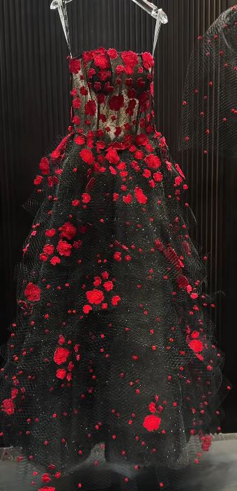 Unique A Line Strapless Tulle Applique Without Sleeves Long Prom Dress,Evening Dress GG5504