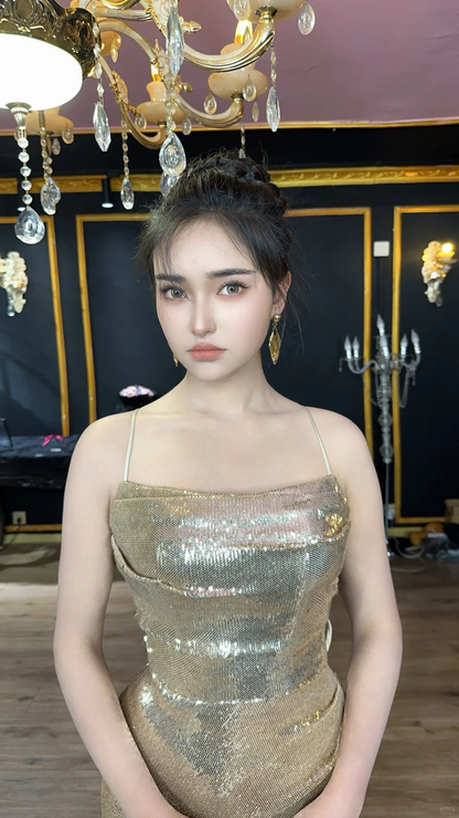 Shiny Mermaid Spaghetti Straps Sequin Backless Without Sleeves Long Prom Dress,Evening Dress GG5507